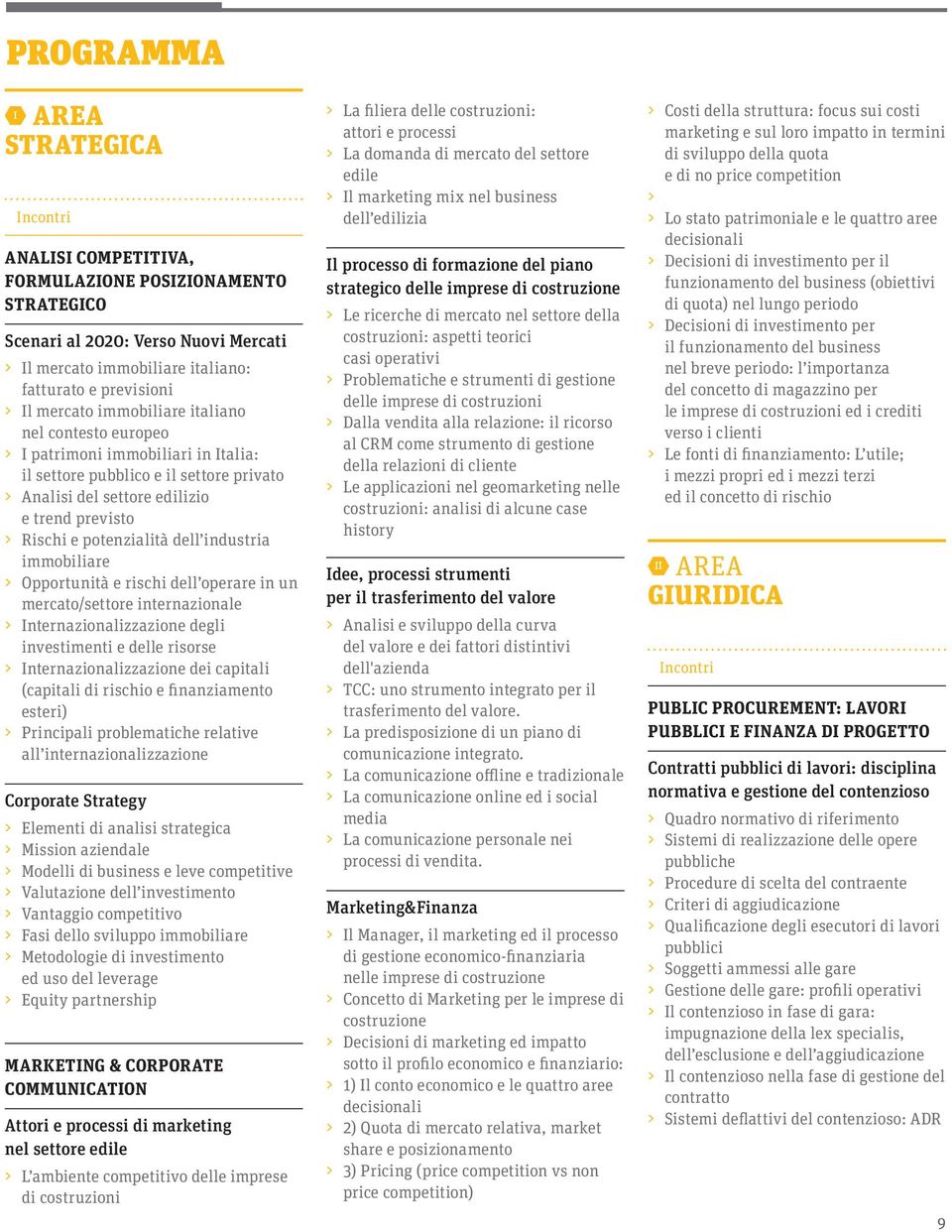 potenzialità dell industria immobiliare > > Opportunità e rischi dell operare in un mercato/settore internazionale > > Internazionalizzazione degli investimenti e delle risorse > >