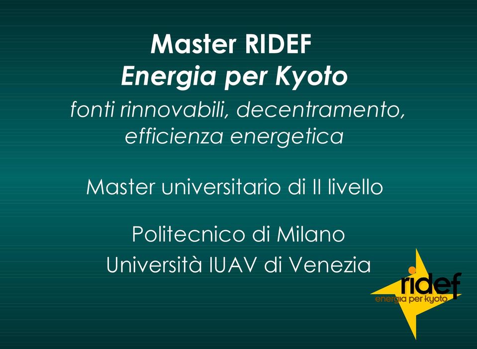 energetica Master universitario di II