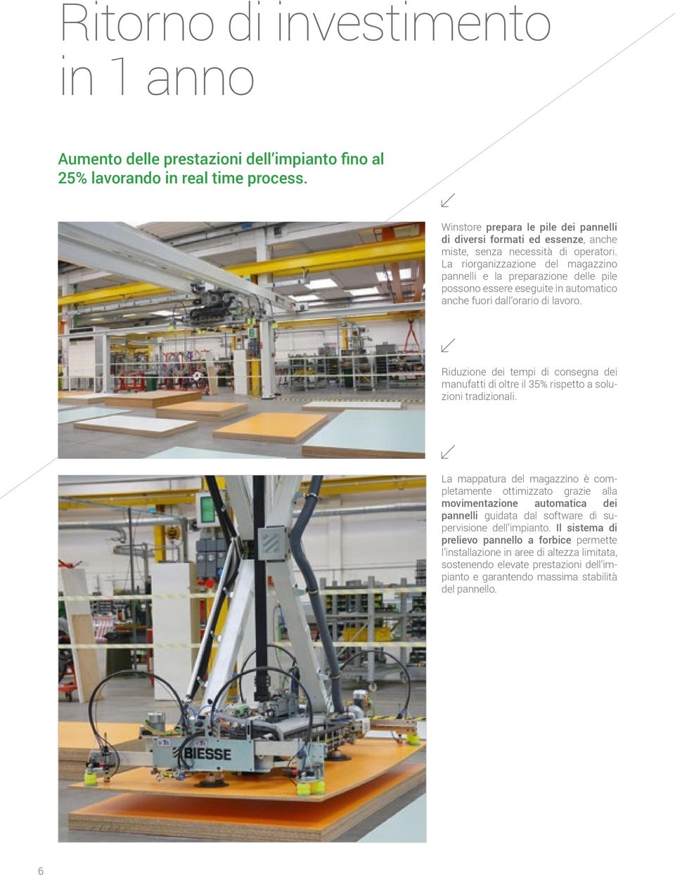 La riorganizzazione del magazzino pannelli e la preparazione delle pile possono essere eseguite in automatico anche fuori dall orario di lavoro.