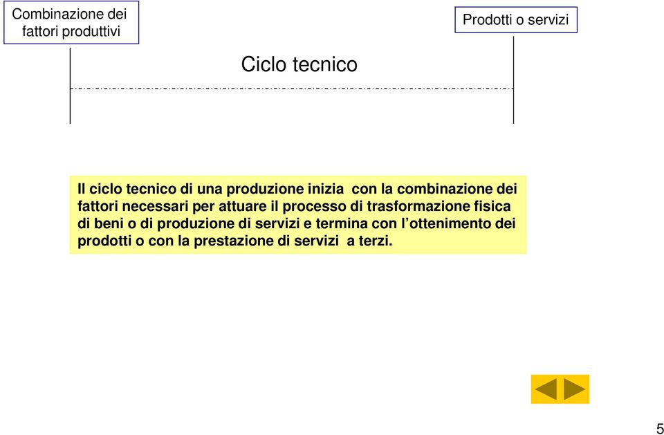 attuare il processo di trasformazione fisica di beni o di produzione di servizi