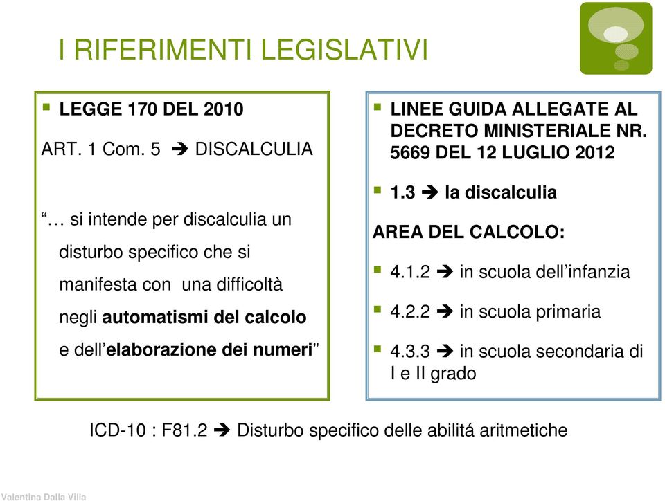 calcolo e dell elaborazione dei numeri LINEE GUIDA ALLEGATE AL DECRETO MINISTERIALE NR. 5669 DEL 12 LUGLIO 2012 1.