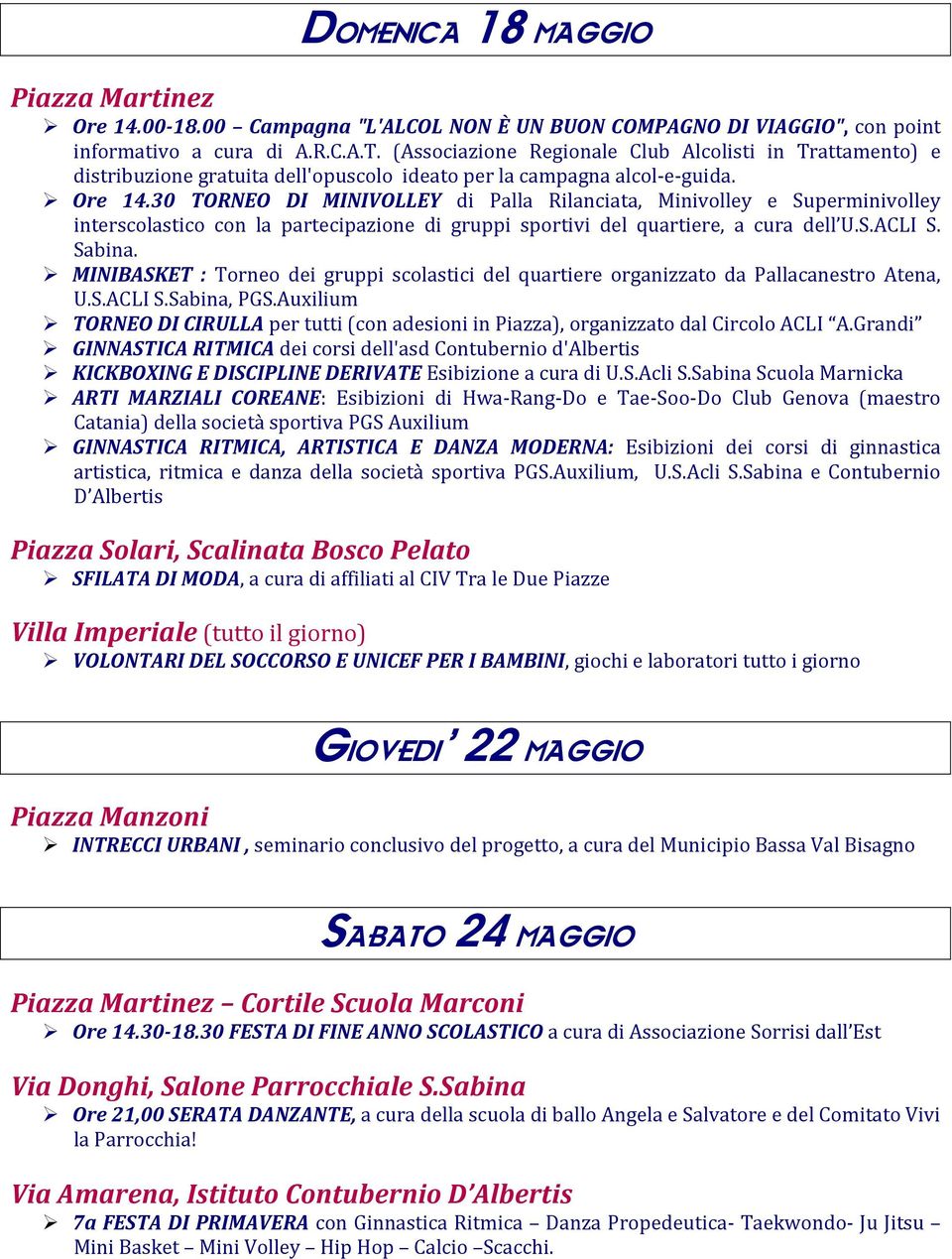 Auxilium TORNEO DI CIRULLA per tutti (con adesioni in Piazza), organizzato dal Circolo ACLI A.