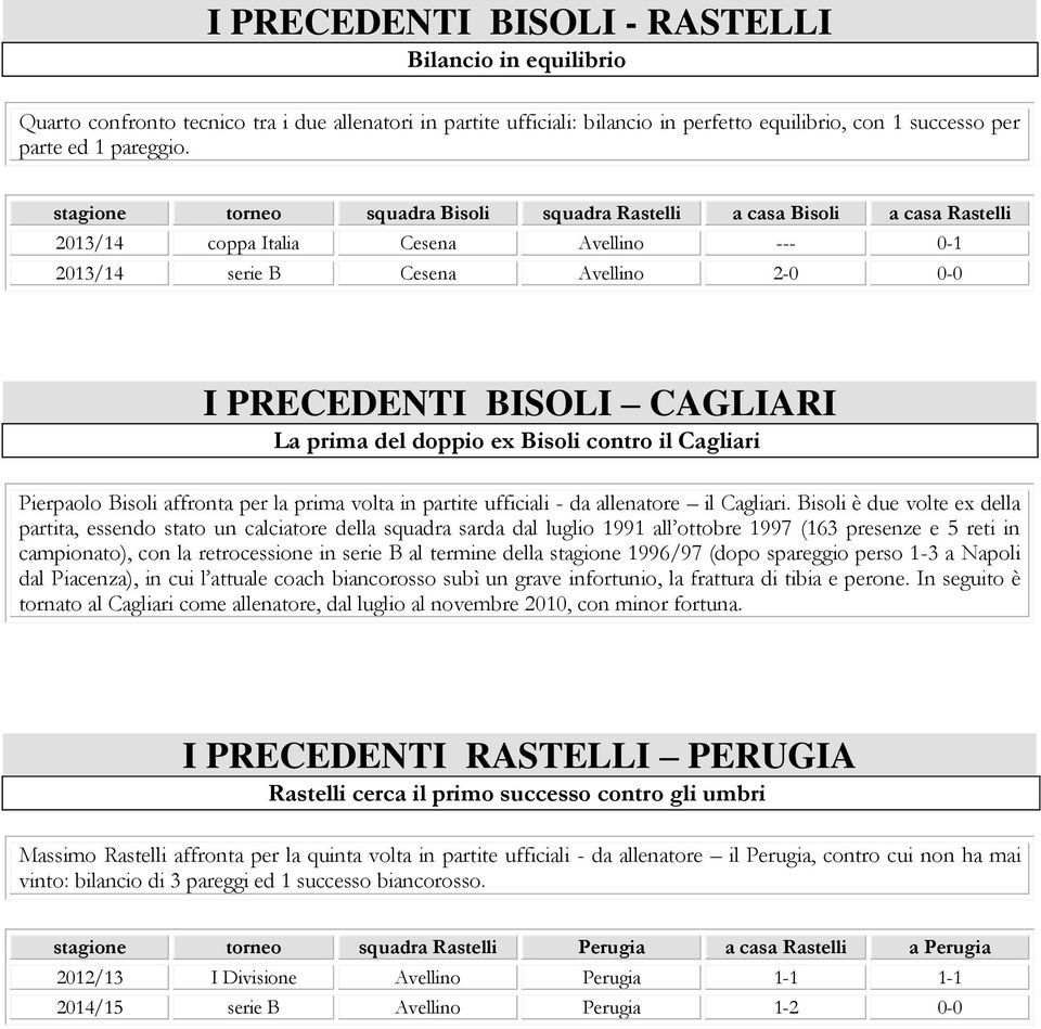 prima del doppio ex Bisoli contro il Cagliari Pierpaolo Bisoli affronta per la prima volta in partite ufficiali - da allenatore il Cagliari.