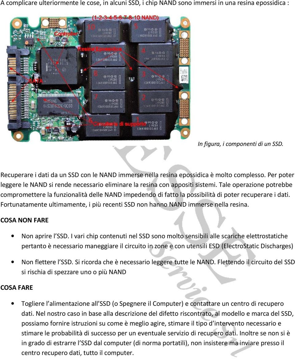 Tale operazione potrebbe compromettere la funzionalità delle NAND impedendo di fatto la possibilità di poter recuperare i dati.