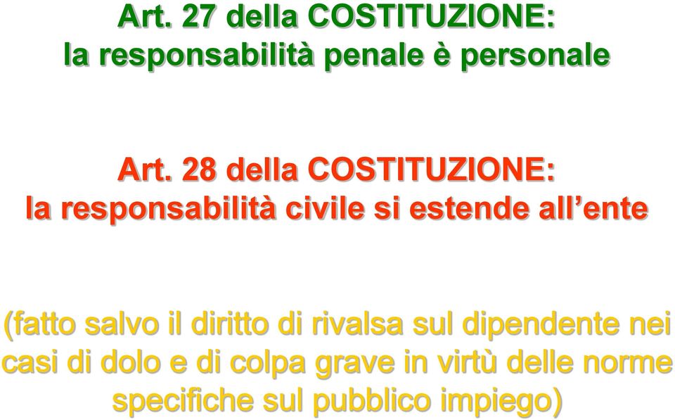 (fatto salvo il diritto di rivalsa sul dipendente nei casi di dolo e