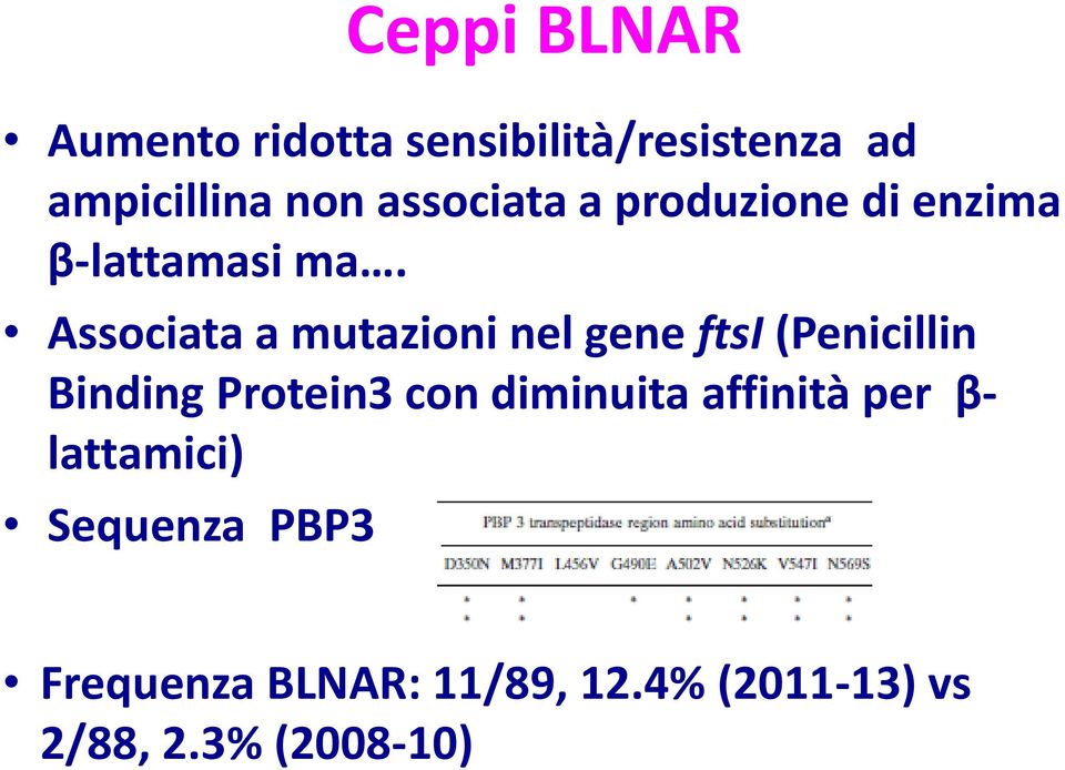Associata a mutazioni nel gene ftsi (Penicillin Binding Protein3 con