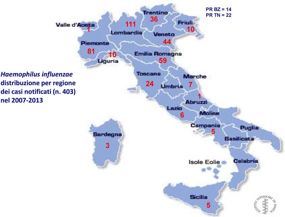 distribuzione per regione dei casi