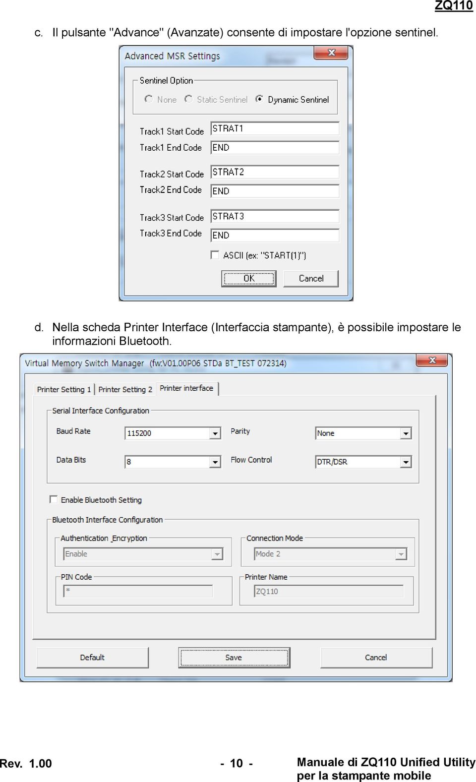 Nella scheda Printer Interface (Interfaccia stampante), è