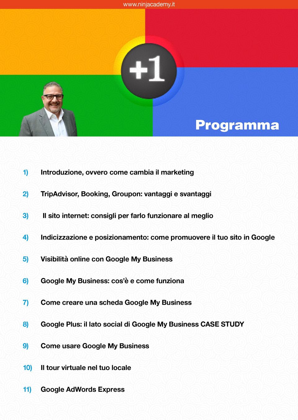 con Google My Business 6) Google My Business: cos è e come funziona 7) Come creare una scheda Google My Business 8) Google Plus: il