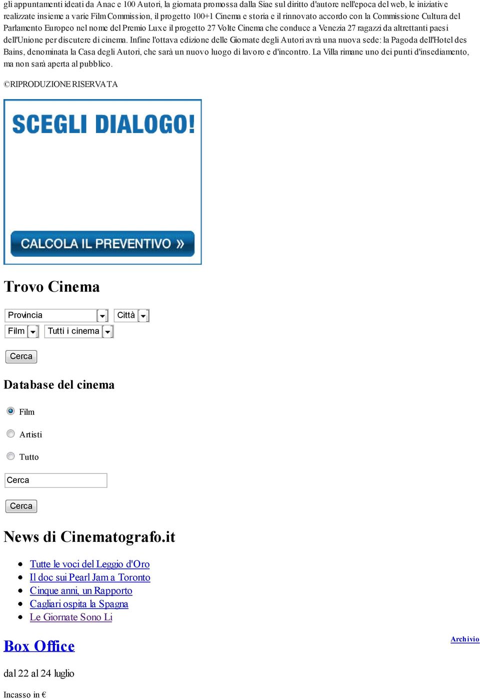 dell'unione per discutere di cinema.