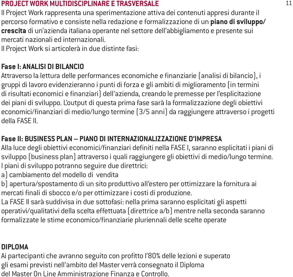 Il Project Work si articolerà in due distinte fasi: 11 Fase I: ANALISI DI BILANCIO Attraverso la lettura delle performances economiche e finanziarie (analisi di bilancio), i gruppi di lavoro