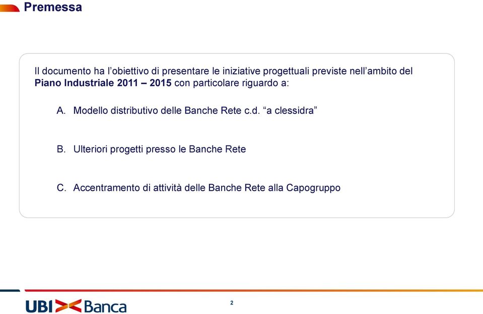 A. Modello distributivo delle Banche Rete c.d. a clessidra B.