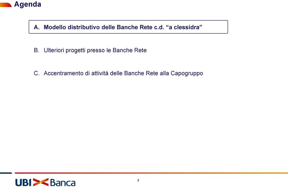 Ulteriori progetti presso le Banche Rete C.