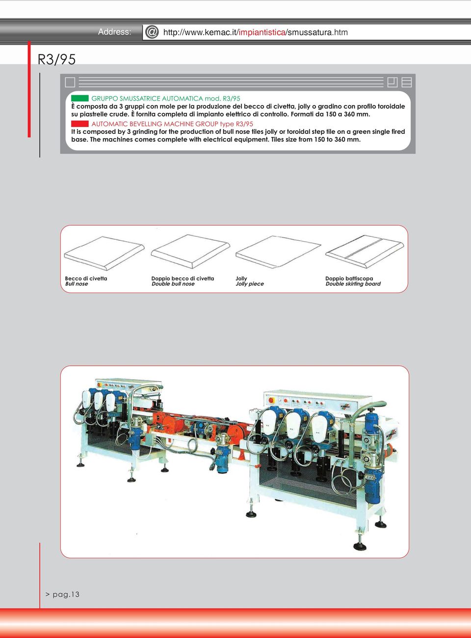 È fornita completa di impianto elettrico di controllo. Formati da 150 a 360 mm.