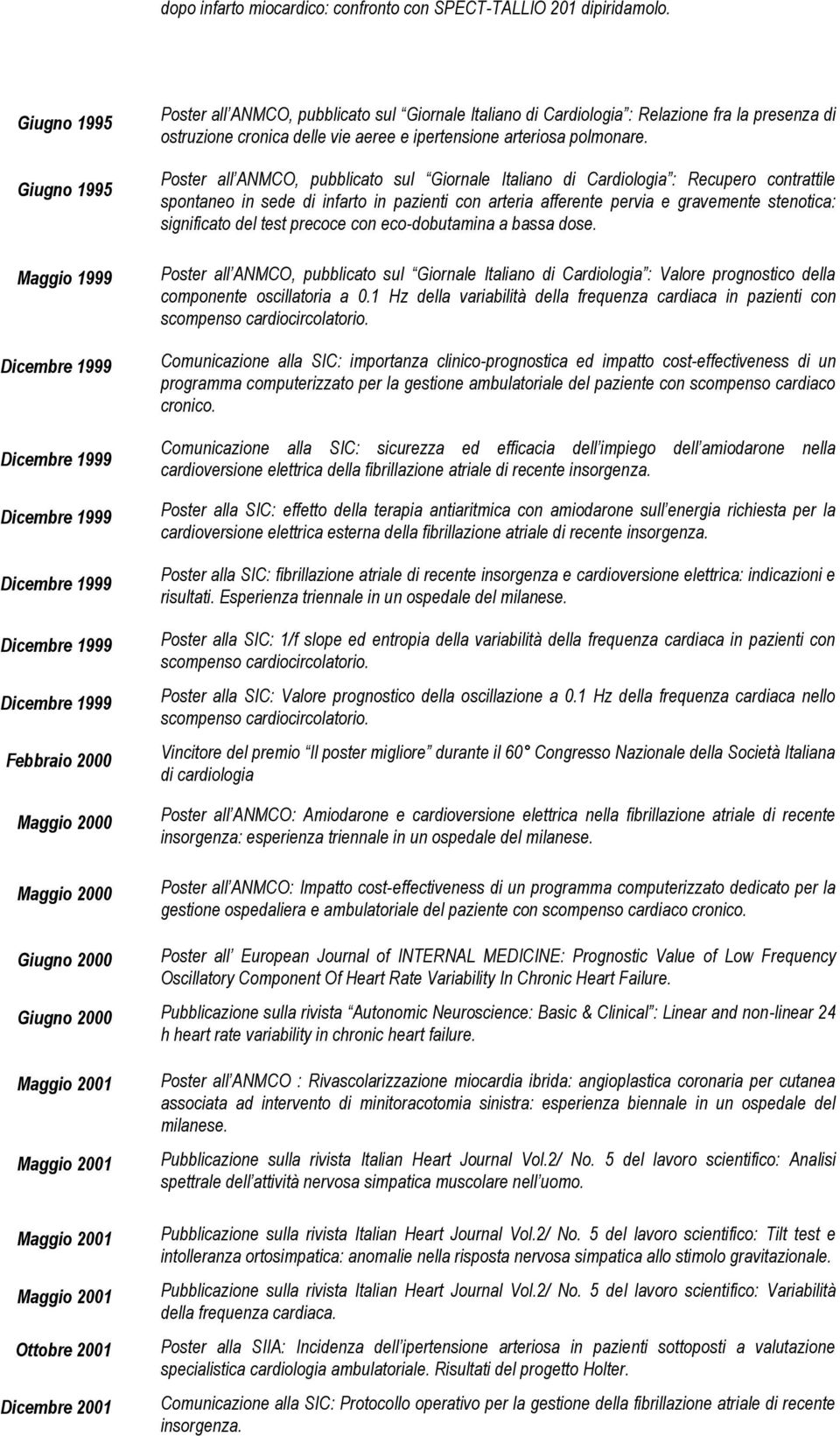 pubblicato sul Giornale Italiano di Cardiologia : Relazione fra la presenza di ostruzione cronica delle vie aeree e ipertensione arteriosa polmonare.