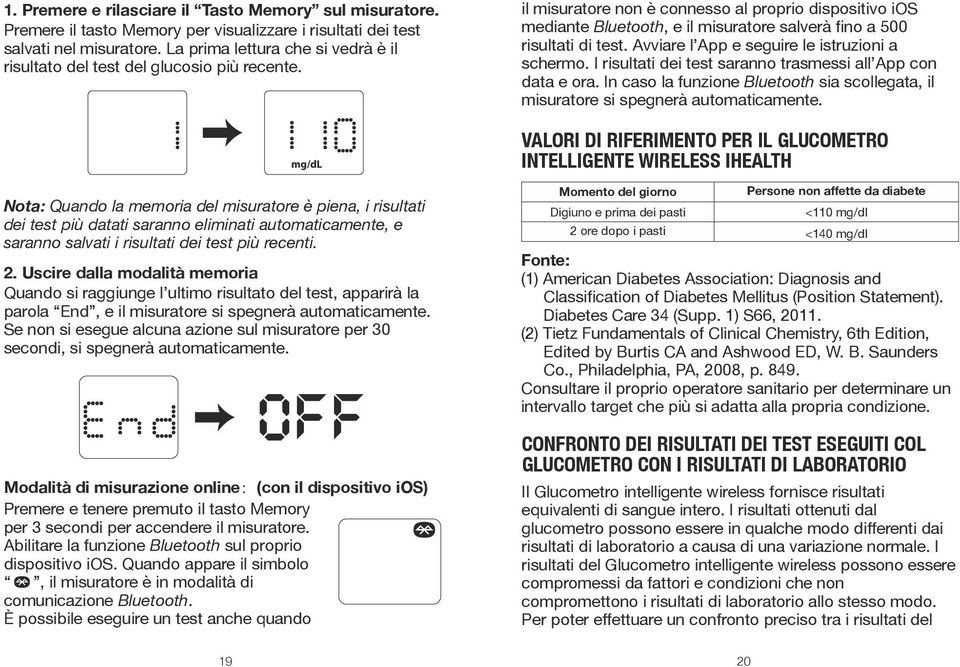 mg/dl Nota: Quando la memoria del misuratore è piena, i risultati dei test più datati saranno eliminati automaticamente, e saranno salvati i risultati dei test più recenti. 2.