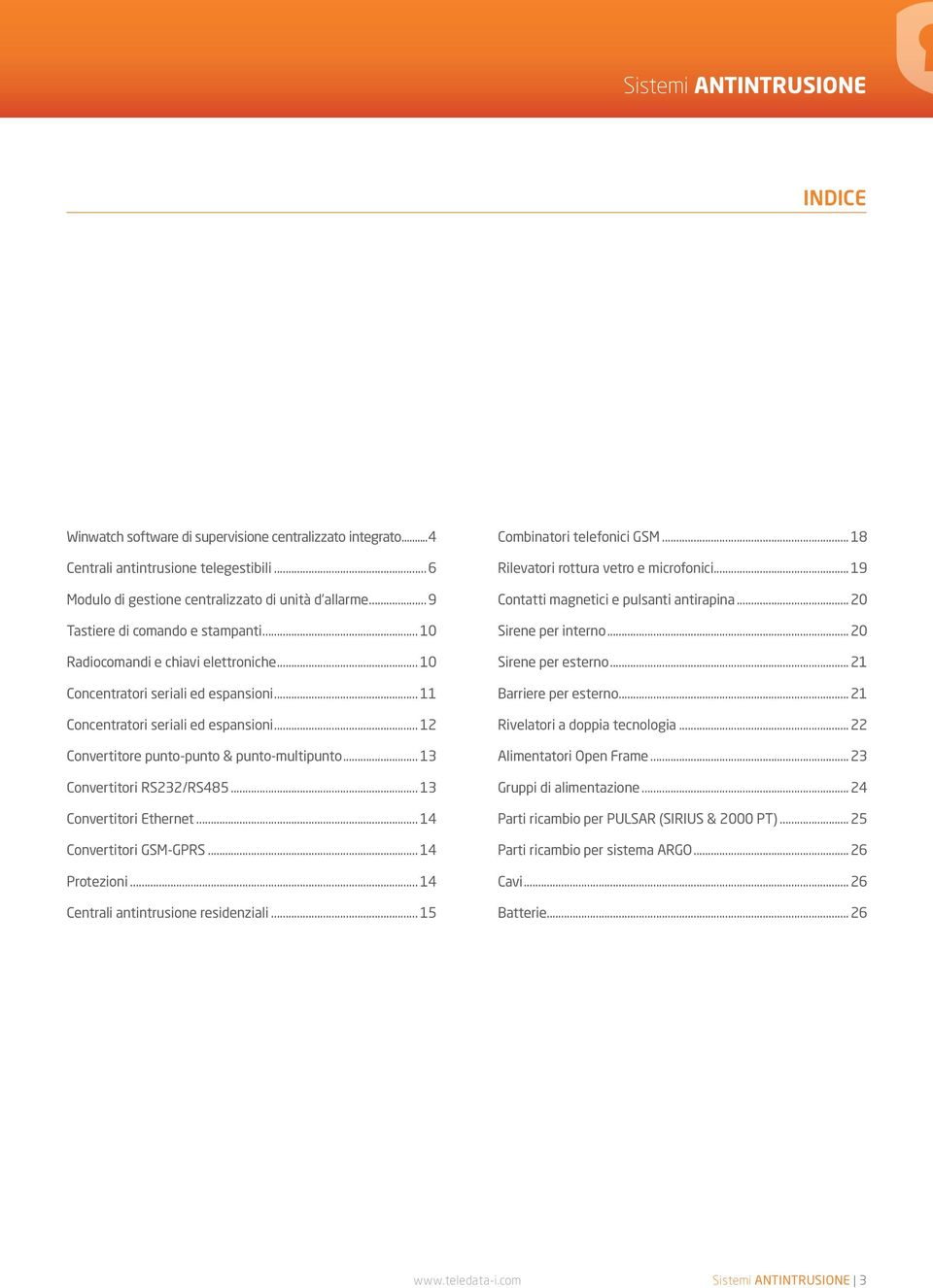 .. 13 Convertitori RS232/RS485... 13 Convertitori Ethernet... 14 Convertitori GSM-GPRS... 14 Protezioni... 14 Centrali antintrusione residenziali... 15 Combinatori telefonici GSM.