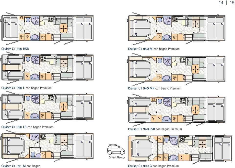 TV Cruiser C1 890 LR con bagno Premium Cruiser C1 940 LSR con bagno Premium