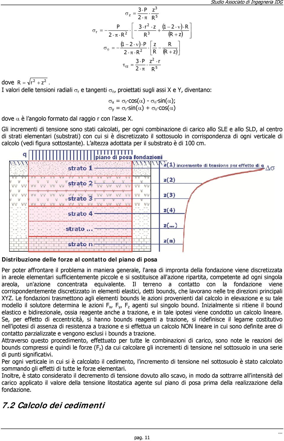 x = r os() - sin(); y = r sin() + os() Gli inrementi di tensione sono stati alolati, per ogni ombinazione di ario allo SLE e allo SLD, al entro di strati elementari (substrati) on ui si è