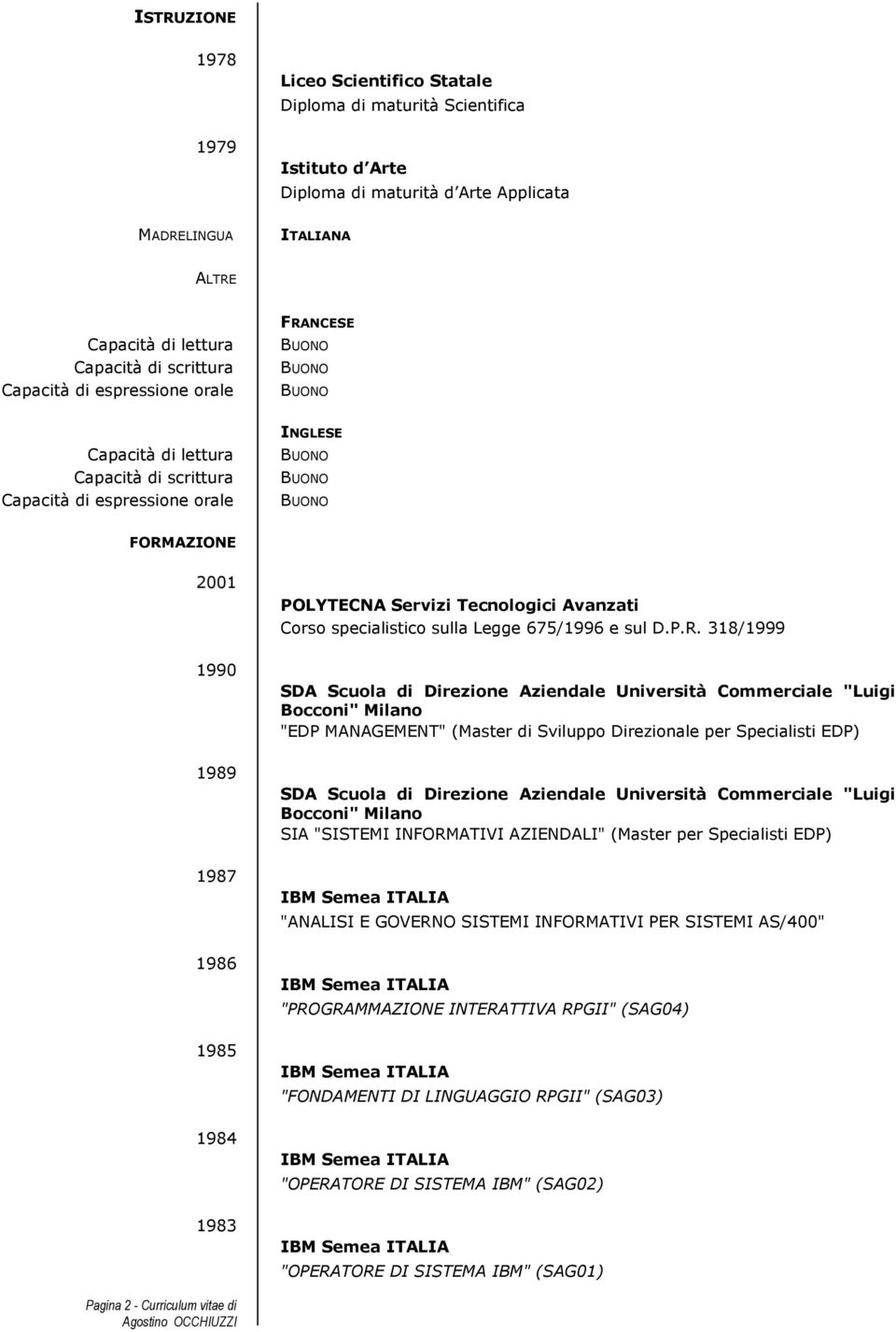 specialistico sulla Legge 675/1996 e sul D.P.R.