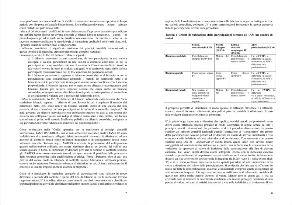 Diviene necessario, quindi, in primo luogo comprendere quale sia la classificazione cui è fatto riferimento e solo in un secondo momento analizzare le metodologie di valutazione applicabili nelle