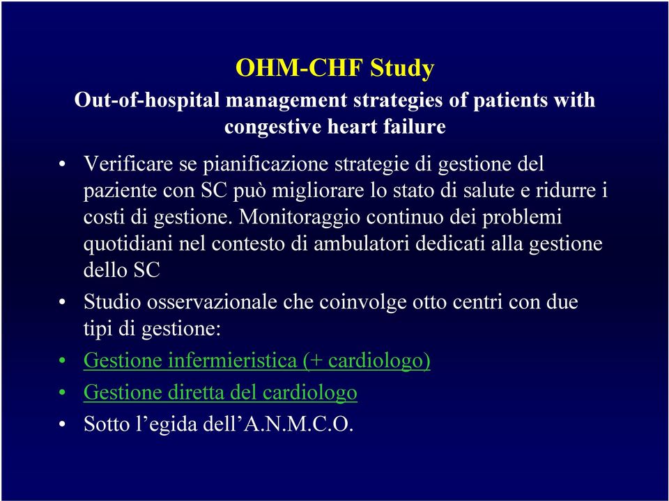 Monitoraggio continuo dei problemi quotidiani nel contesto di ambulatori dedicati alla gestione dello SC Studio osservazionale