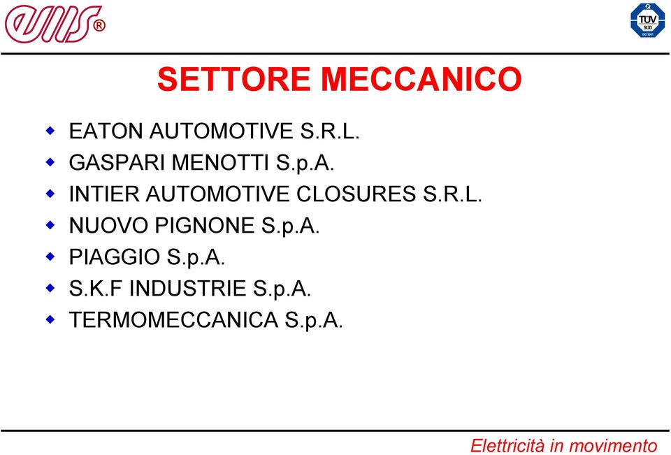 R.L. NUOVO PIGNONE S.p.A. PIAGGIO S.p.A. S.K.