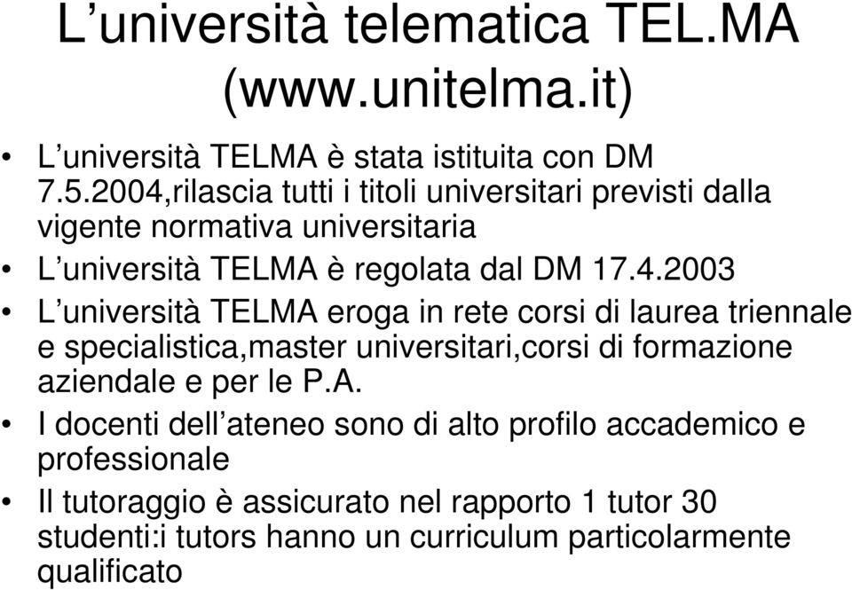 università TELMA 