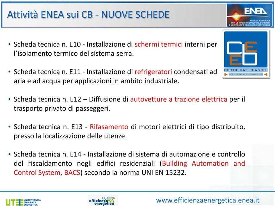 E13 - Rifasamento di motori elettrici di tipo distribuito, presso la localizzazione delle utenze. Scheda tecnica n.