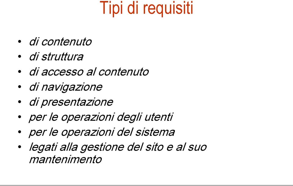 per le operazioni degli utenti per le operazioni del