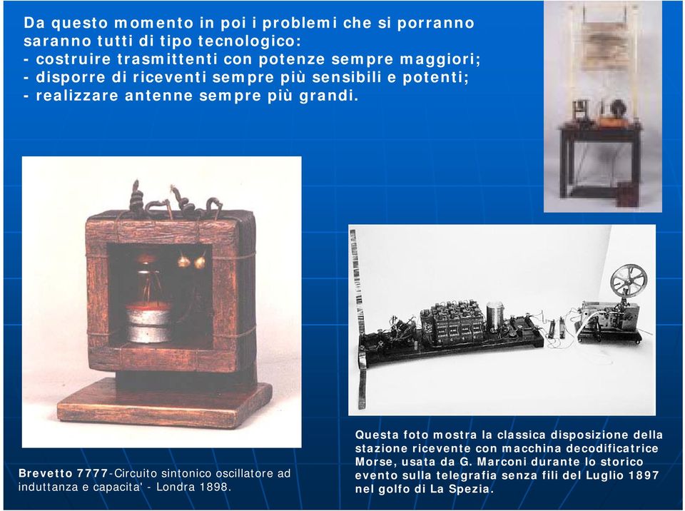 Brevetto 7777-Circuito sintonico oscillatore ad induttanza e capacita' - Londra 1898.