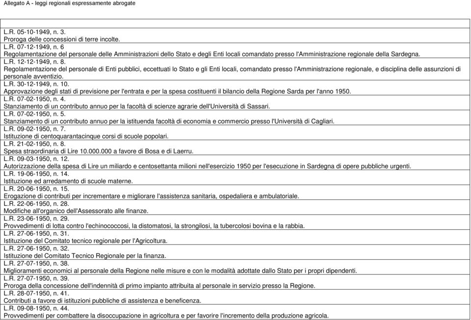 Regolamentazione del personale di Enti pubblici, eccettuati lo Stato e gli Enti locali, comandato presso l'amministrazione regionale, e disciplina delle assunzioni di personale avventizio. L.R. 30-12-1949, n.