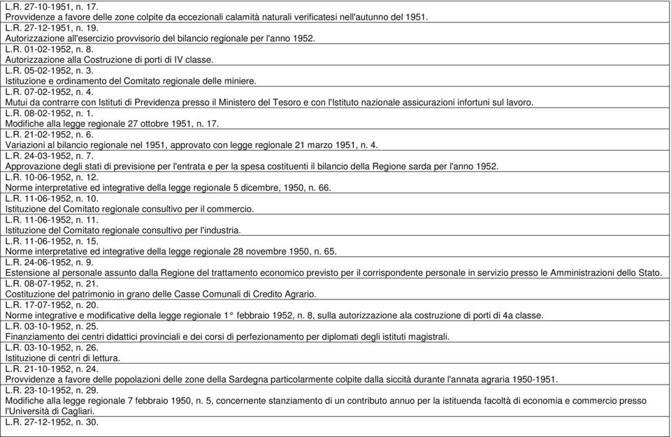 3. Istituzione e ordinamento del Comitato regionale delle miniere. L.R. 07-02-1952, n. 4.