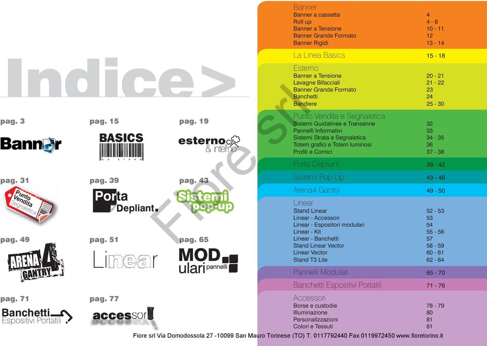 65 ARENA Li r pop-up La Linea Basics 15-18 Esterno Banner a Tensione 20-21 Lavagne Bifacciali 21-22 Banner Grande Formato 23 Banchetti 24 Bandiere 25-30 Punto Vendita e Segnaletica Sistemi Guidalinee