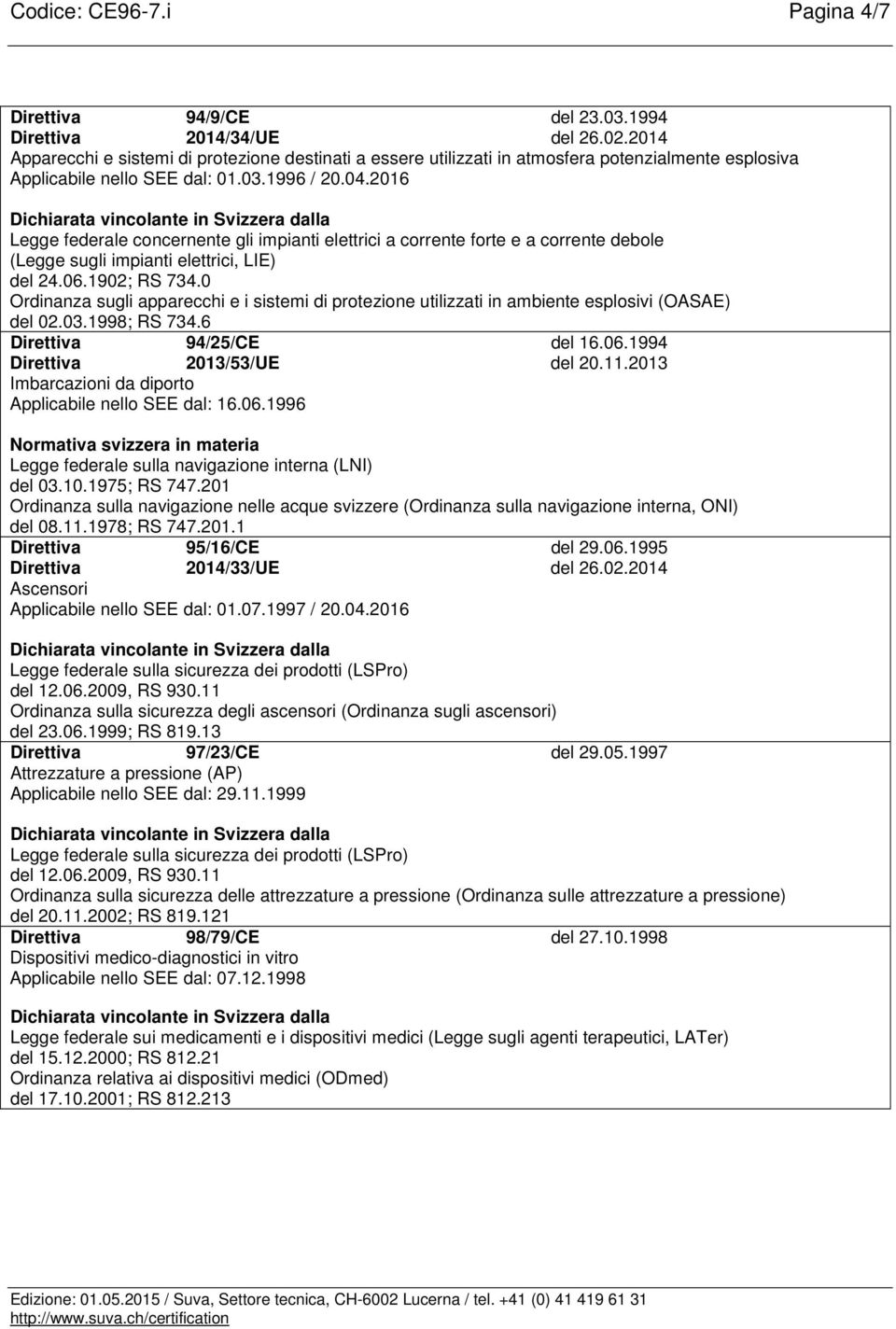 2016 Legge federale concernente gli impianti elettrici a corrente forte e a corrente debole (Legge sugli impianti elettrici, LIE) del 24.06.1902; RS 734.