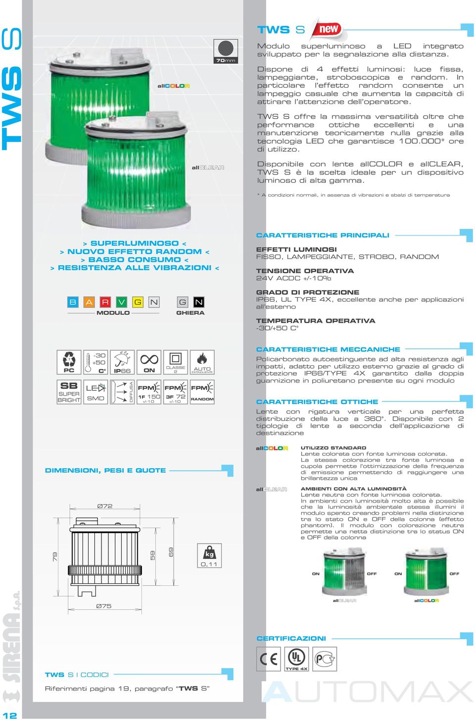 TWS S offre la massima versatilità oltre che performance ottiche eccellenti e una manutenzione teoricamente nulla grazie alla tecnologia LED che garantisce 100.000* ore di utilizzo.