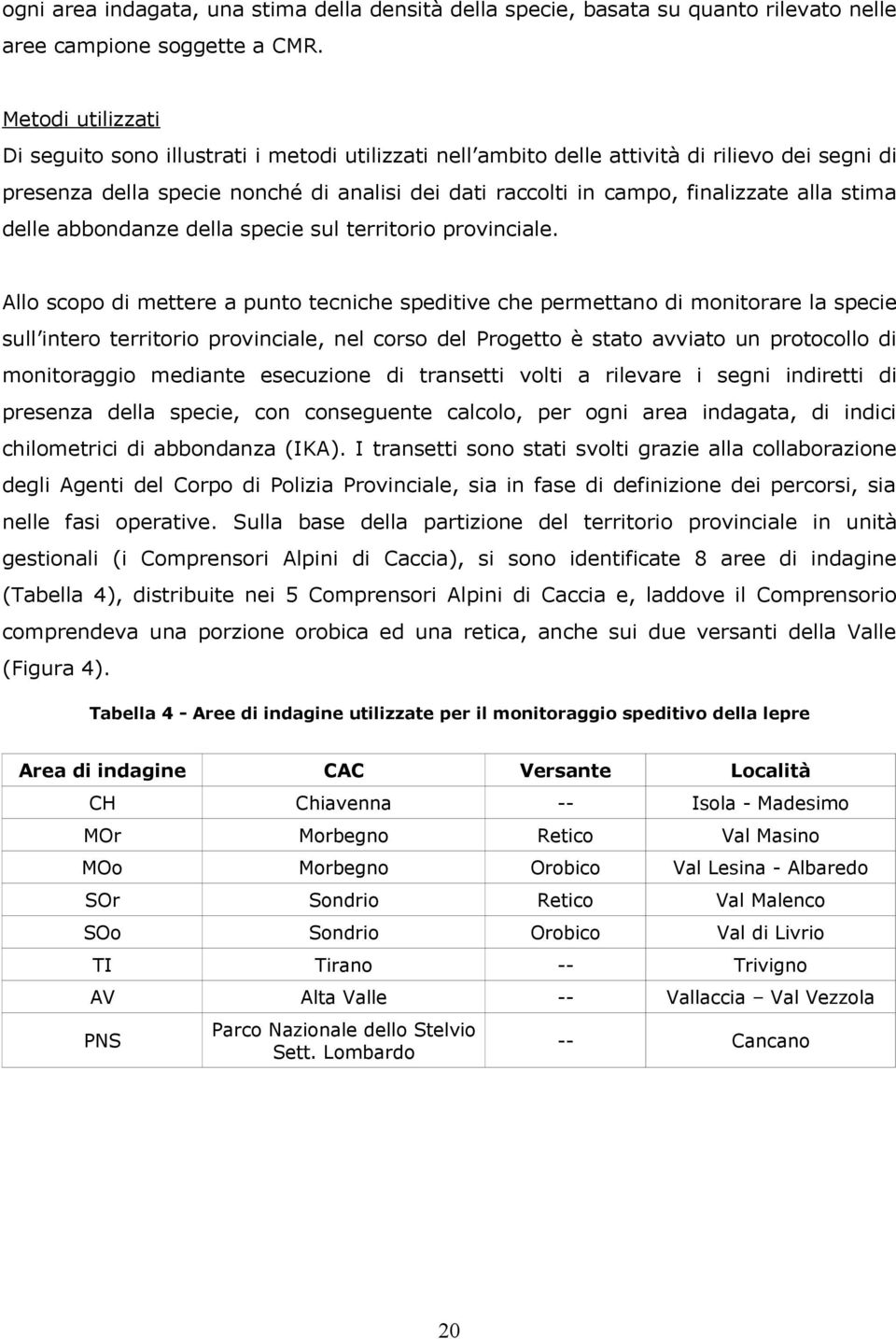 alla stima delle abbondanze della specie sul territorio provinciale.