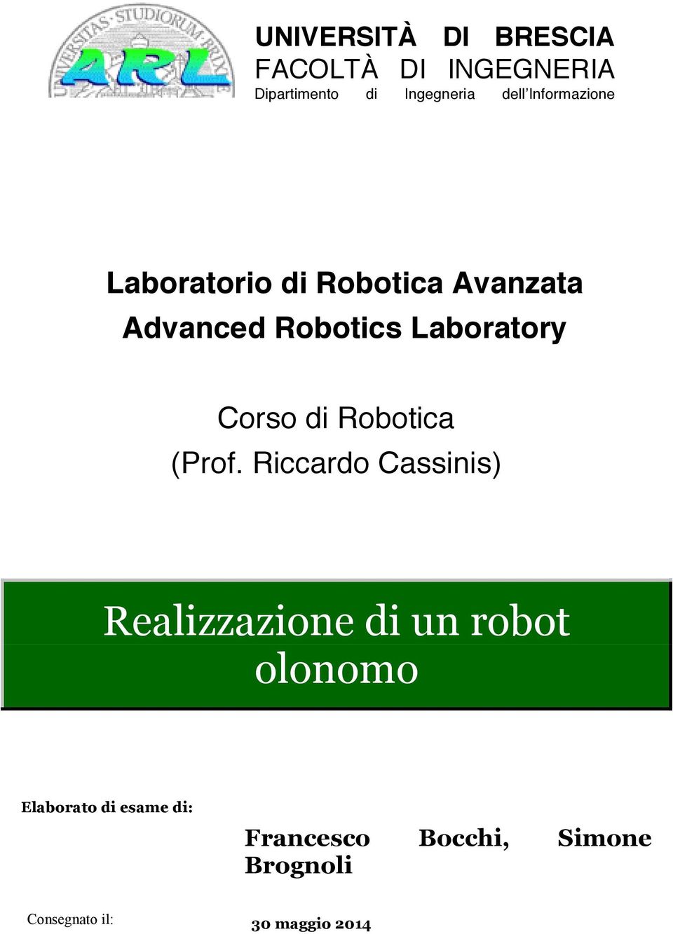 Corso di Robotica (Prof.