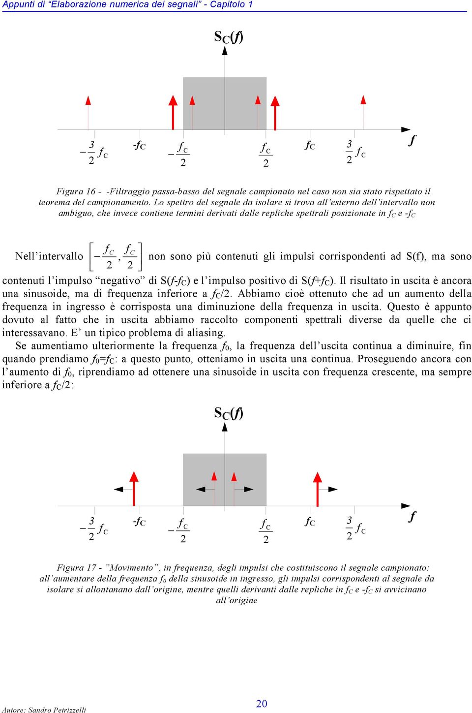 contenuti gli impulsi corrispondenti ad (), ma sono contenuti l impulso negativo di (- ) e l impulso positivo di ( ). Il risultato in uscita è ancora una sinusoide, ma di requenza ineriore a /.