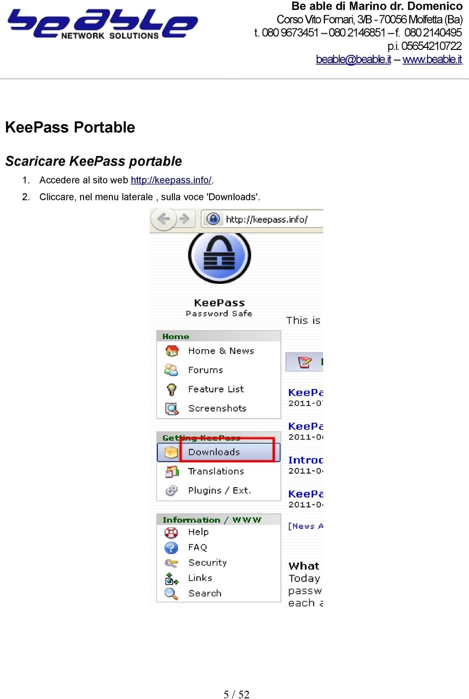 Accedere al sito web http://keepass.