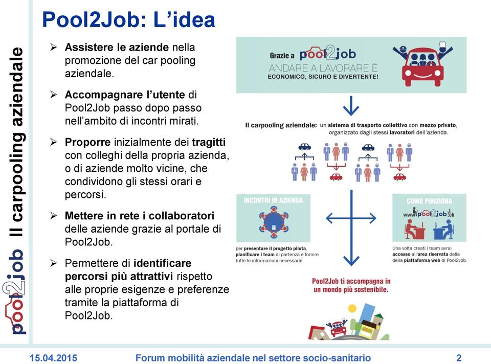 Proporre inizialmente dei tragitti con colleghi della propria azienda, o di aziende molto vicine, che condividono gli stessi orari e percorsi.