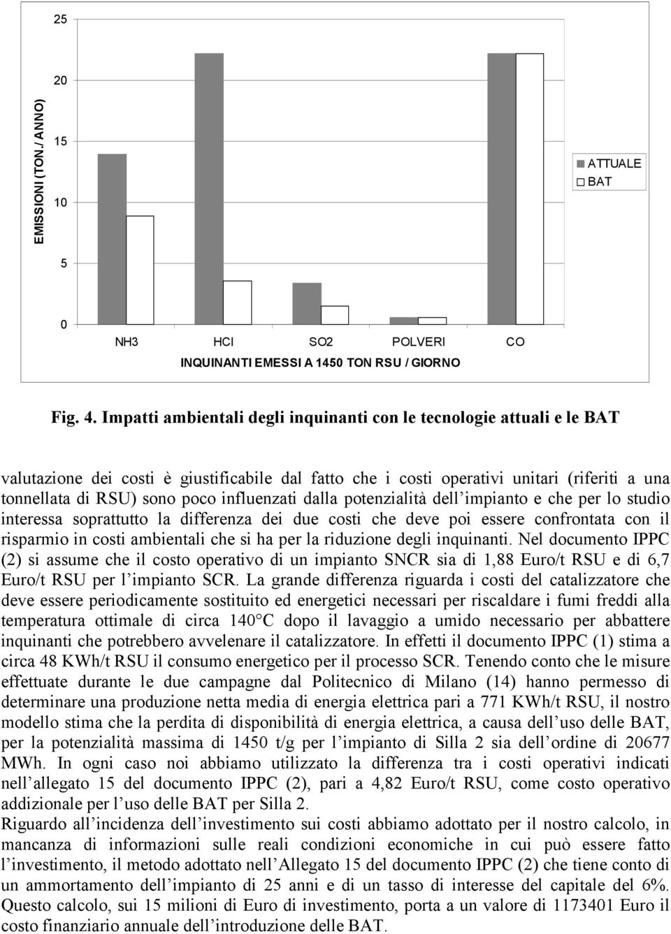 influenzati dalla potenzialità dell impianto e che per lo studio interessa soprattutto la differenza dei due costi che deve poi essere confrontata con il risparmio in costi ambientali che si ha per