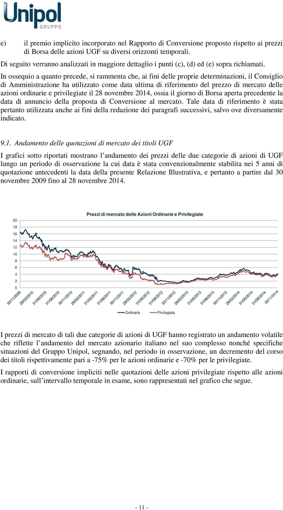 In ossequio a quanto precede, si rammenta che, ai fini delle proprie determinazioni, il Consiglio di Amministrazione ha utilizzato come data ultima di riferimento del prezzo di mercato delle azioni