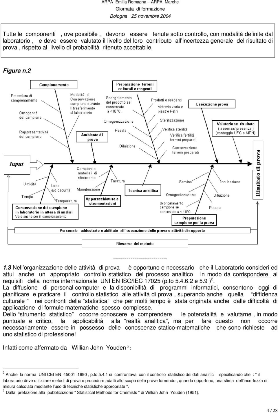 3 Nell organizzazione delle attività di prova è opportuno e necessario che il Laboratorio consideri ed attui anche un appropriato controllo statistico del processo analitico in modo da corrispondere