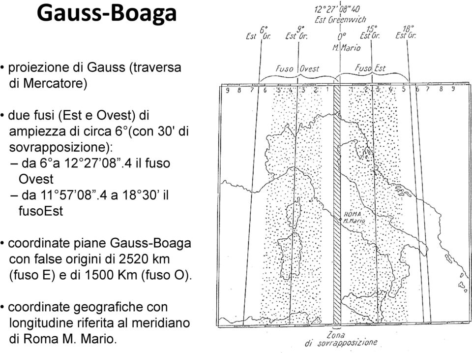 4 a 18 30 il fusoest coordinate piane Gauss-Boaga con false origini di 2520 km (fuso E) e