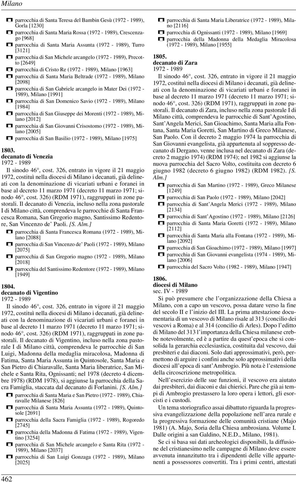 Gabriele arcangelo in Mater Dei (1972-1989), Milano [1991] parrocchia di San Domenico Savio (1972-1989), Milano [1984] parrocchia di San Giuseppe dei Morenti (1972-1989), Milano [2012] parrocchia di