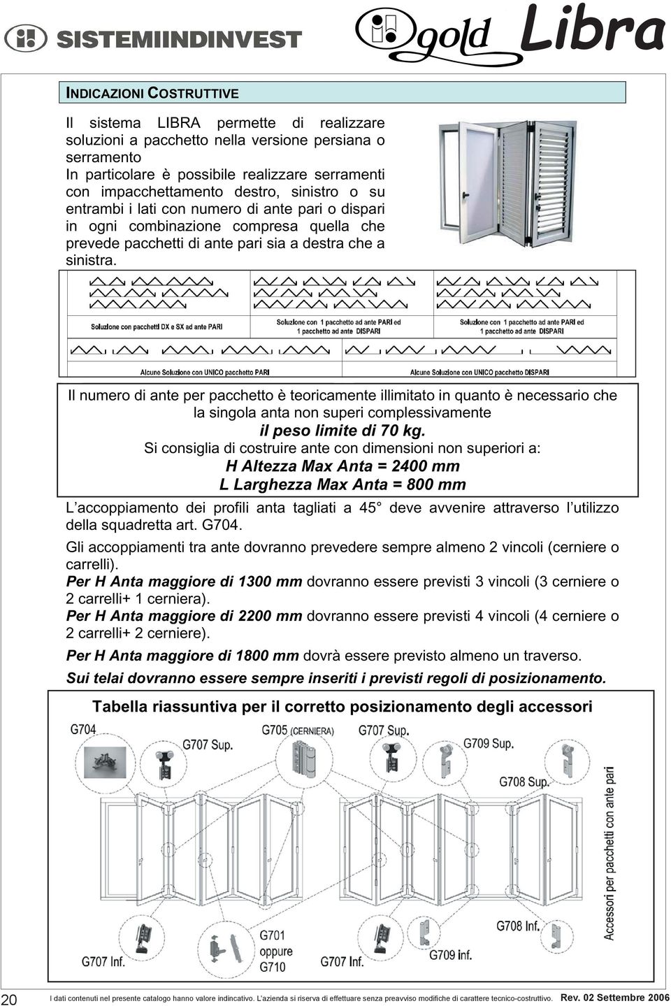 Il numero di ante per pacchetto è teoricamente illimitato in quanto è necessario che la singola anta non superi complessivamente il peso limite di 7 kg.