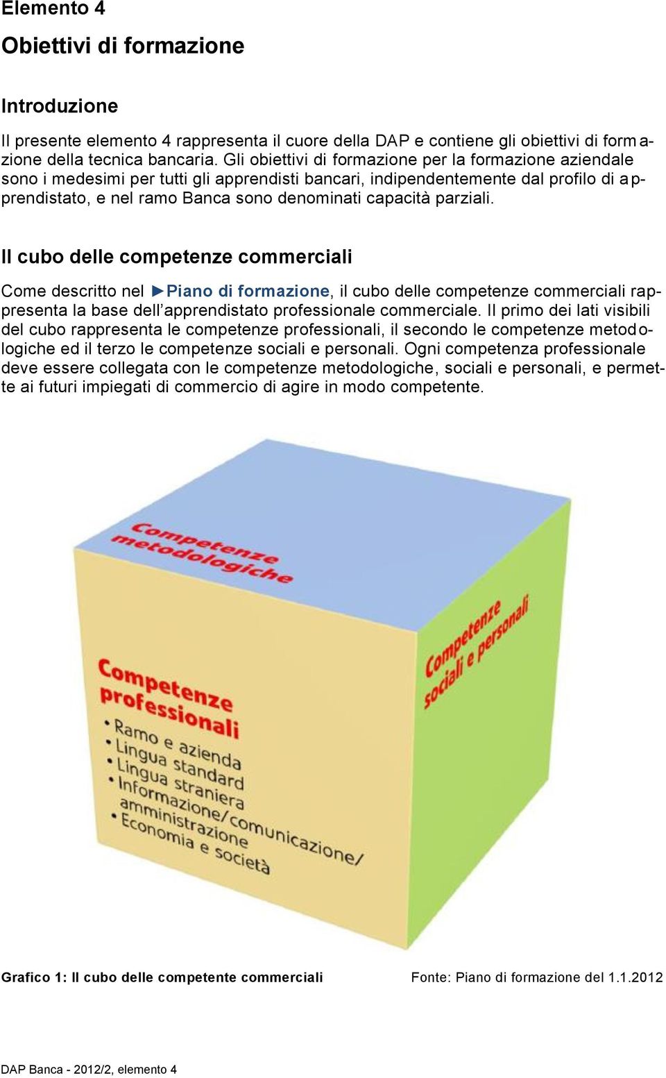 parziali. Il cubo delle competenze commerciali Come descritto nel Piano di formazione, il cubo delle competenze commerciali rappresenta la base dell apprendistato professionale commerciale.