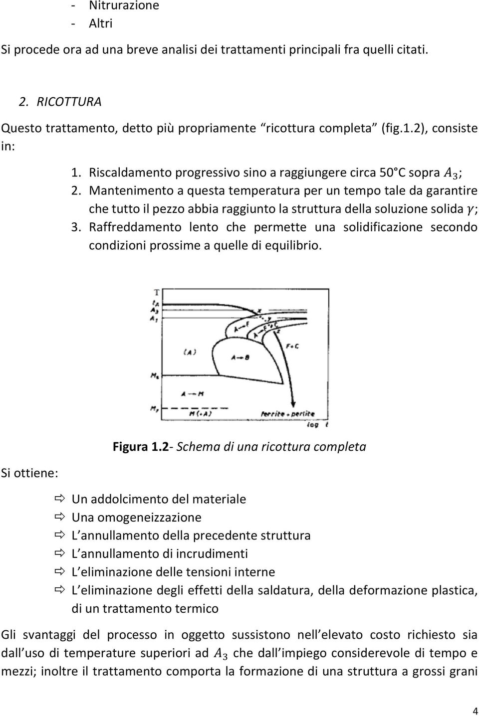 Mantenimento a questa temperatura per un tempo tale da garantire che tutto il pezzo abbia raggiunto la struttura della soluzione solida γ; 3.