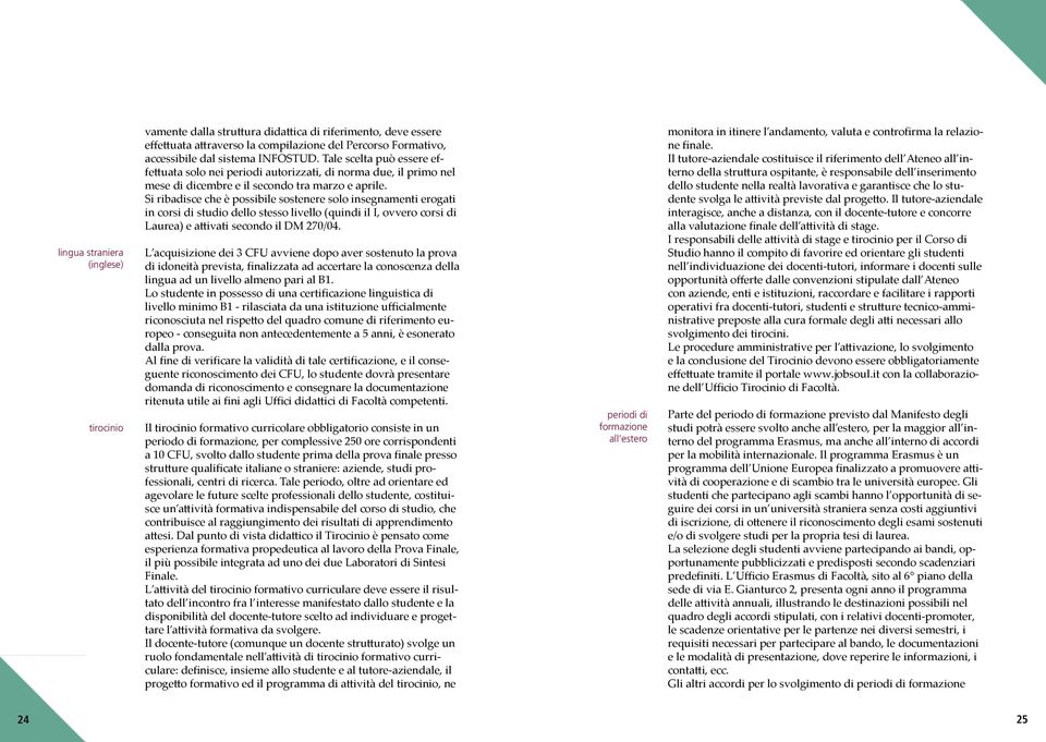 Si ribadisce che è possibile sostenere solo insegnamenti erogati in corsi di studio dello stesso livello (quindi il I, ovvero corsi di Laurea) e attivati secondo il DM 270/04.